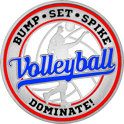 Royal Blue "Volleyball" with Red Outer Circular Borders